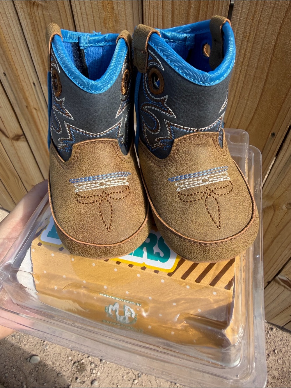 Twister Brown and Blue Western Baby Booties